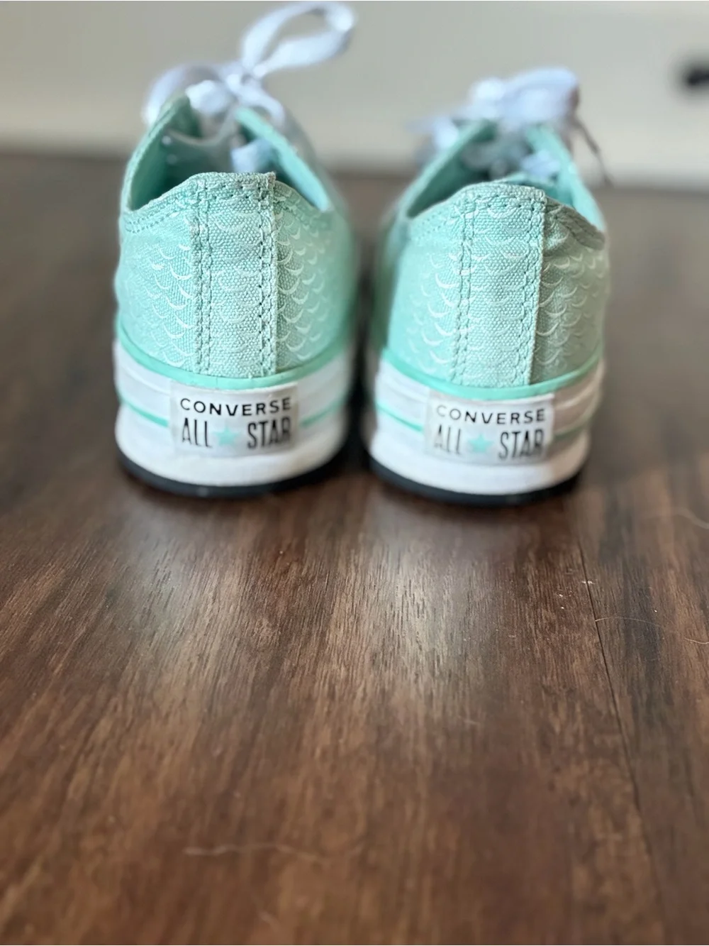 Converse All Star Youth Mint Green Textured Sneakers Size 2